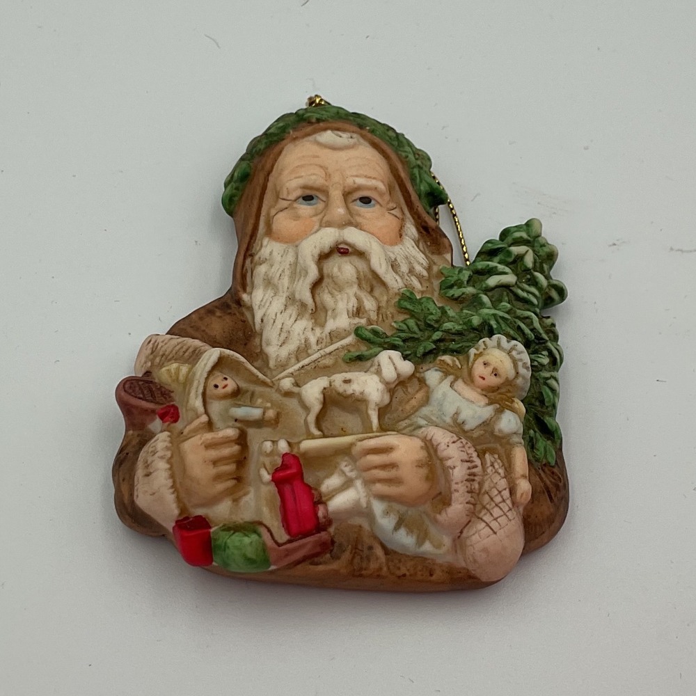Vintage United LIME John Grossman Fine Arts Corp Santa Ornament Christmas Tree